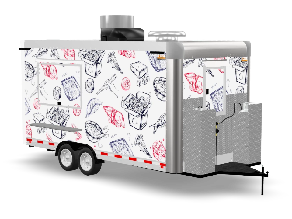 Asian Cuisine with custom wrap, 16 ft, Golden State Trailers