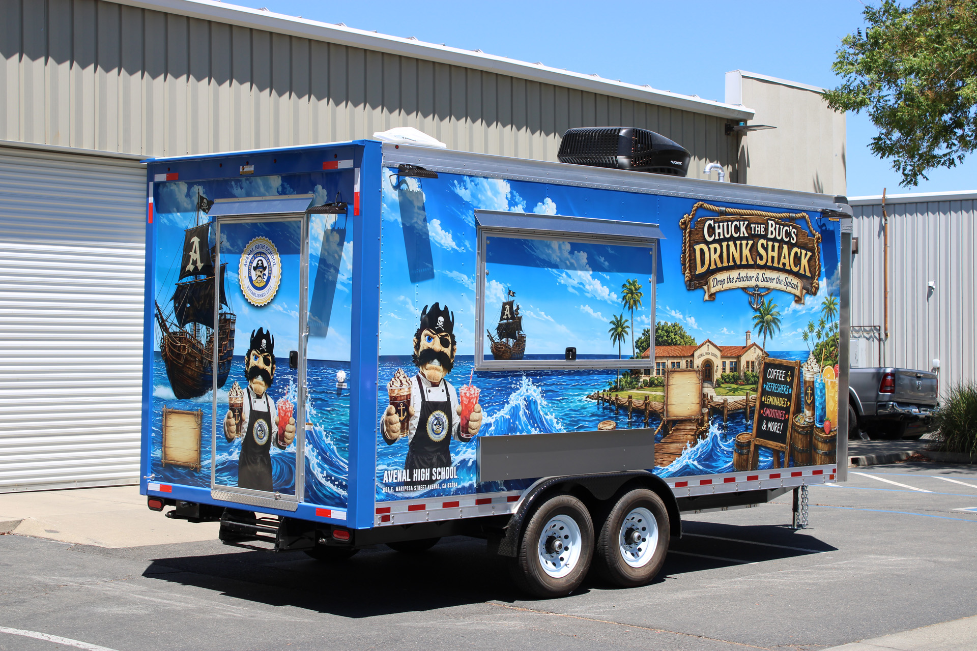 Custom 18-ft school food trailer built for Avenal High School in Avenal, California