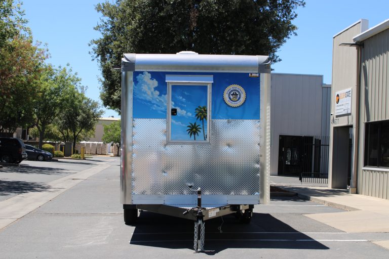 Avenal High School Food Trailer rear exterior view of the completed custom school trailer