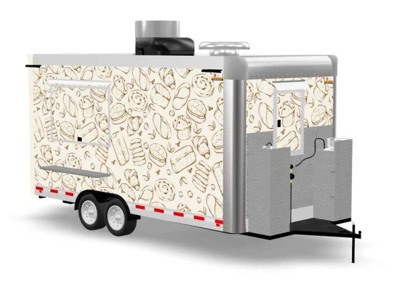 Bagel Food Trailer with custom wrap on white background