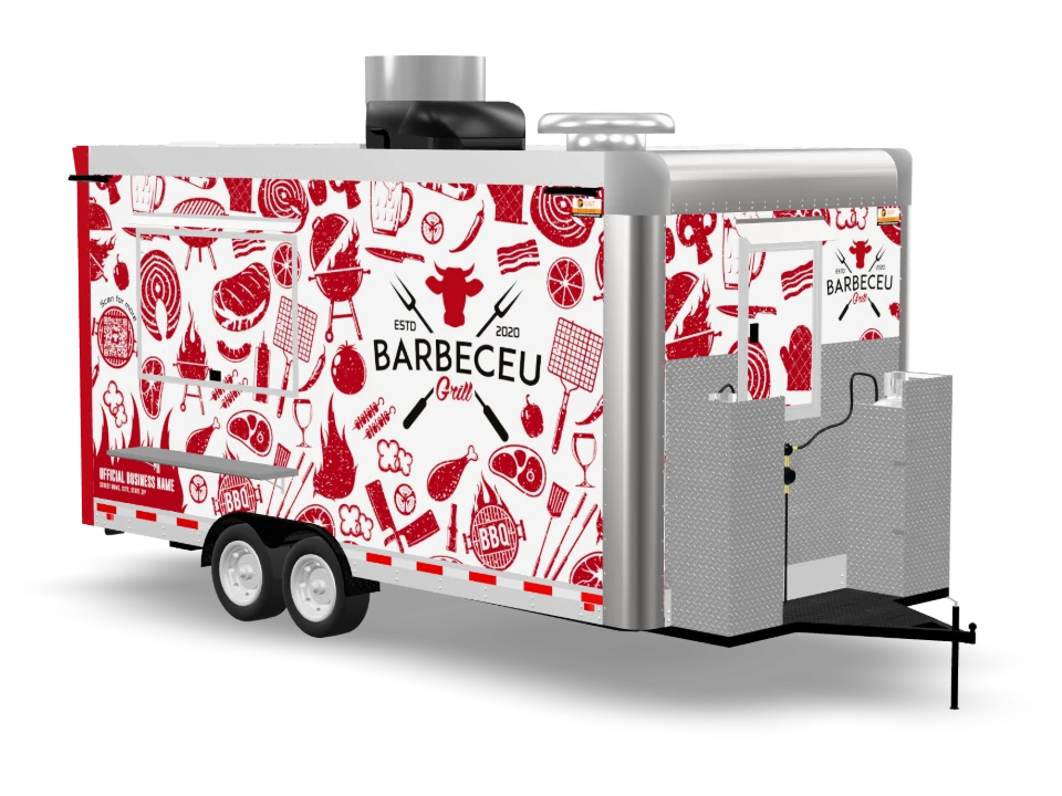 Bbq Food Trailer with custom wrap, 16 ft, Golden State Trailers