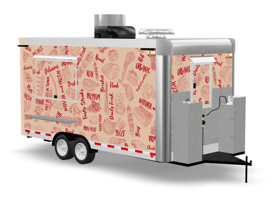 Bbq Grilled Meats with custom wrap, 16 ft, Golden State Trailers