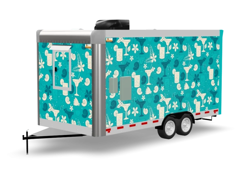 Beverages Bars with custom wrap, rear view, Golden State Trailers