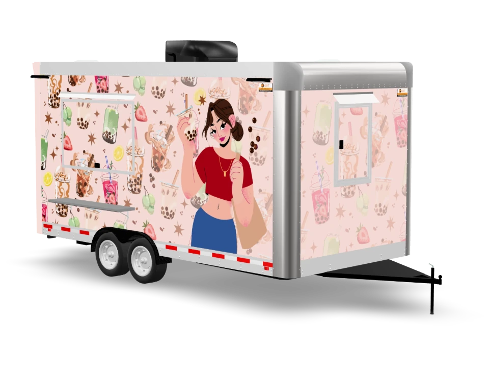 Boba Food Trailer with custom wrap, 16 ft, Golden State Trailers