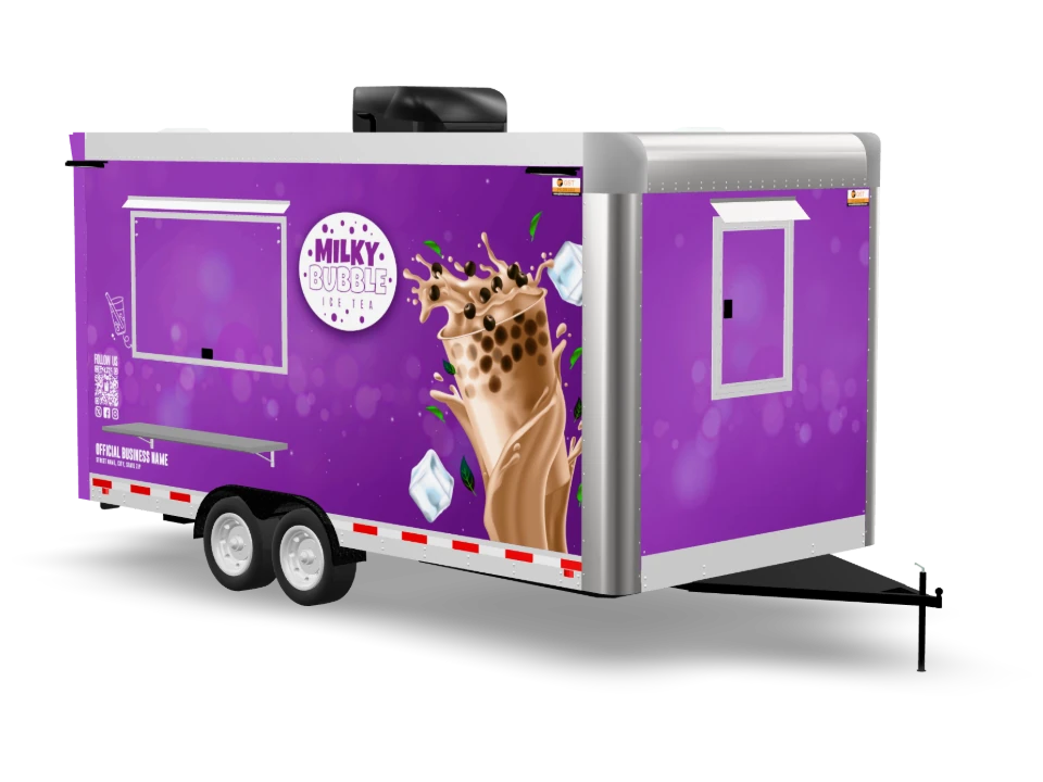 Bubble Tea Food Trailer with custom wrap, 16 ft, Golden State Trailers