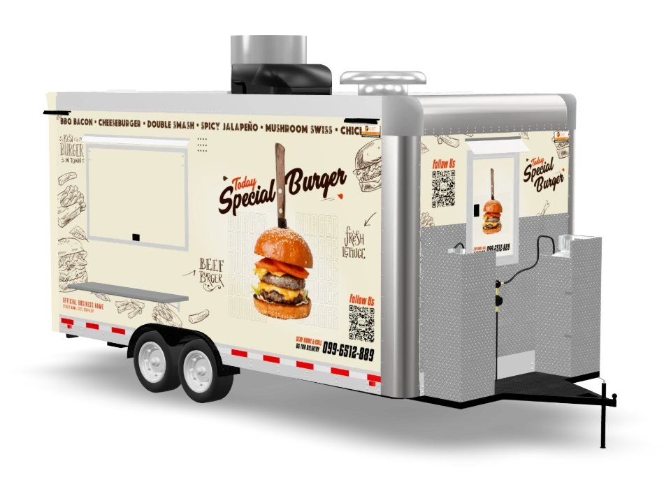 Burger Food Trailer with custom wrap, 16 ft, Golden State Trailers