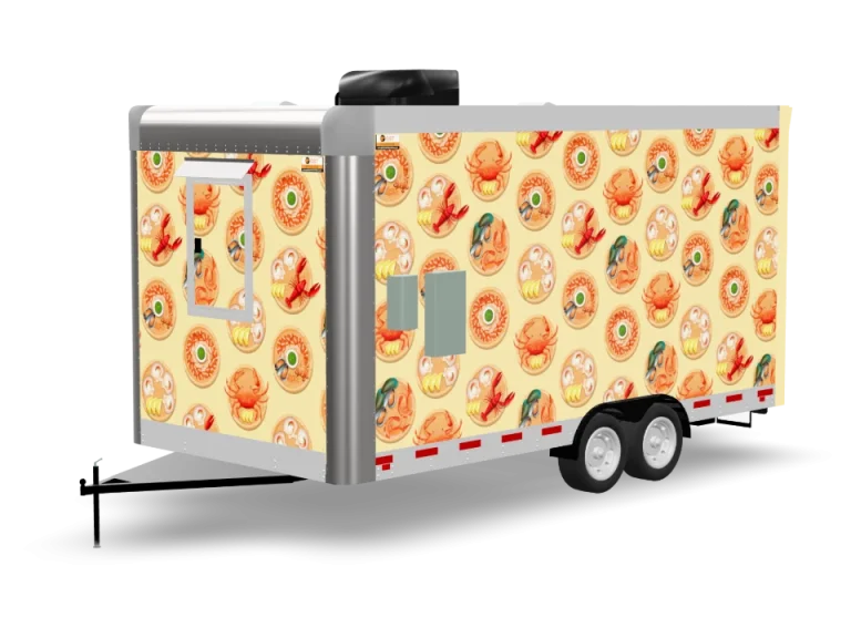 Ceviche Food Trailer with custom wrap, rear view, Golden State Trailers