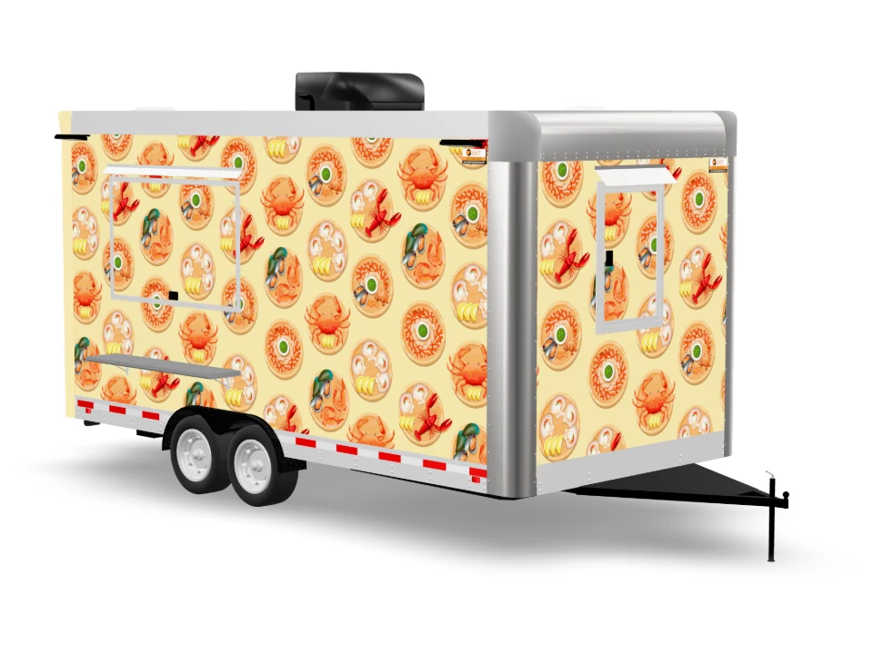 Ceviche Food Trailer with custom wrap on white background