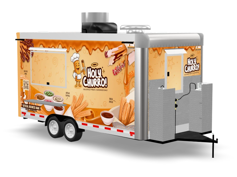 Churro Food Trailer with custom wrap, 16 ft, Golden State Trailers