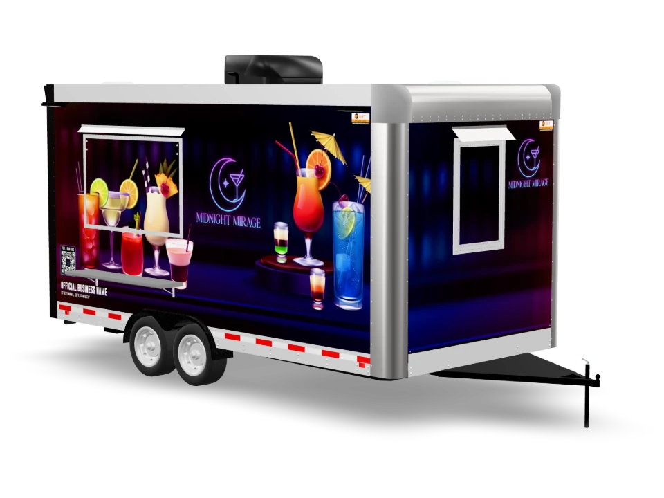 Cocktail Bar Food Trailer with custom wrap, 16 ft, Golden State Trailers