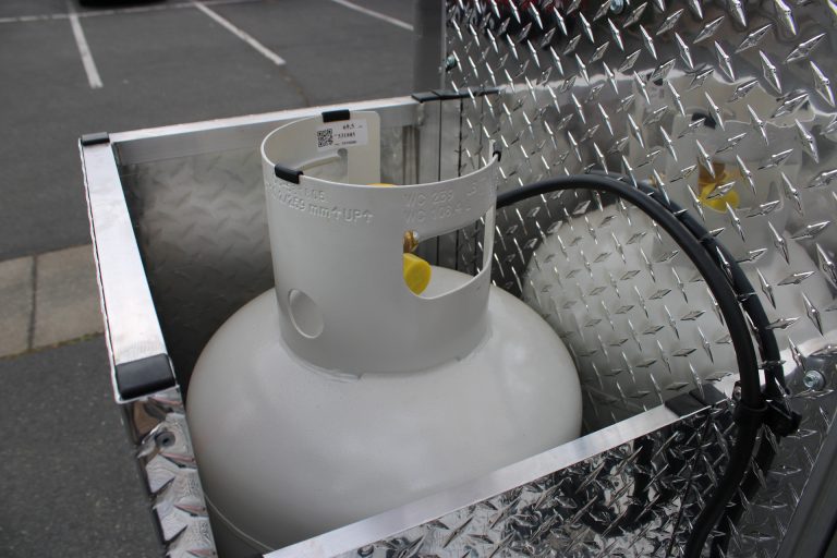 Propane equipment on a custom coffee food trailer.