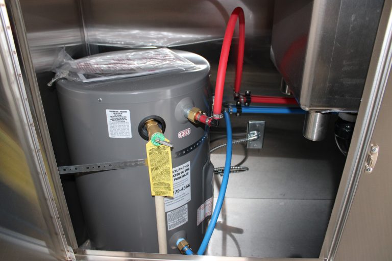 Custom coffee food trailer plumbing system.