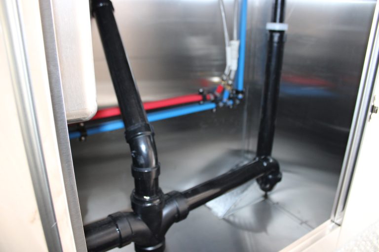 Coffee food trailer interior water lines.