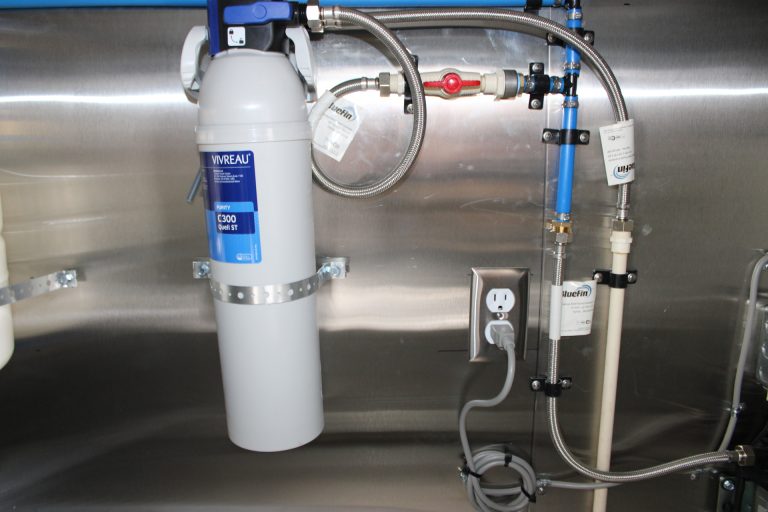 Custom coffee trailer water system equipment.