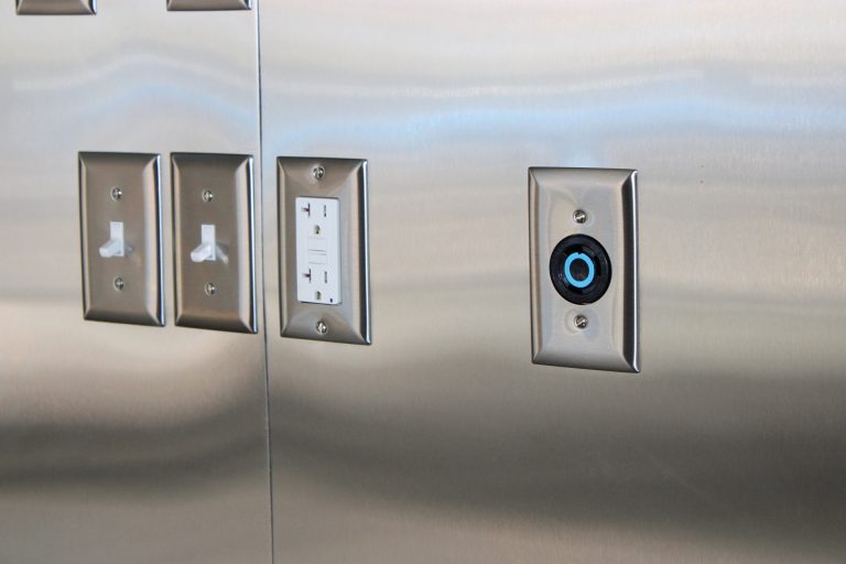 Coffee food trailer electrical control panels.