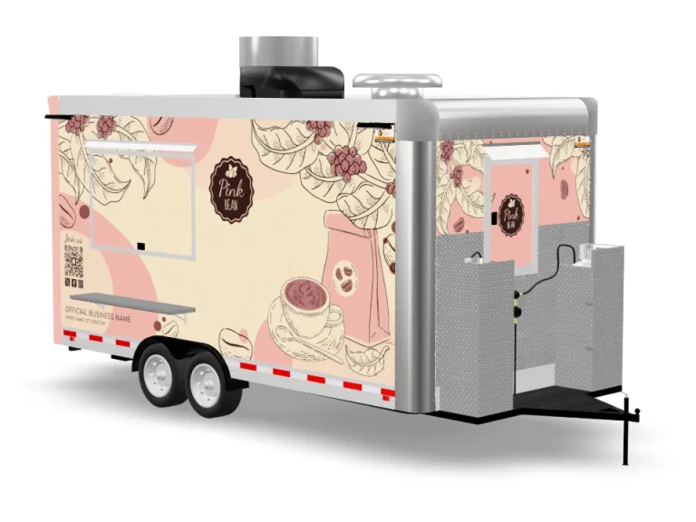 Coffee Food Trailer with custom wrap on white background