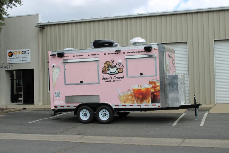 Coffee trailer with service window and custom wrap.