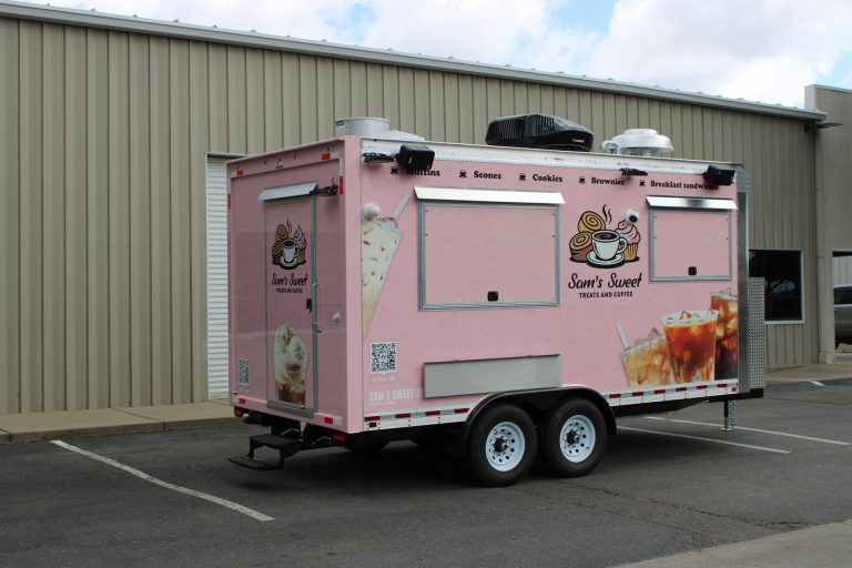 Custom coffee trailer built by Golden State Trailers.