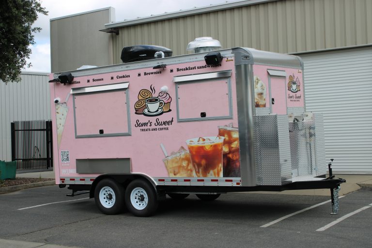 Sam’s Sweet Treats coffee trailer final exterior.