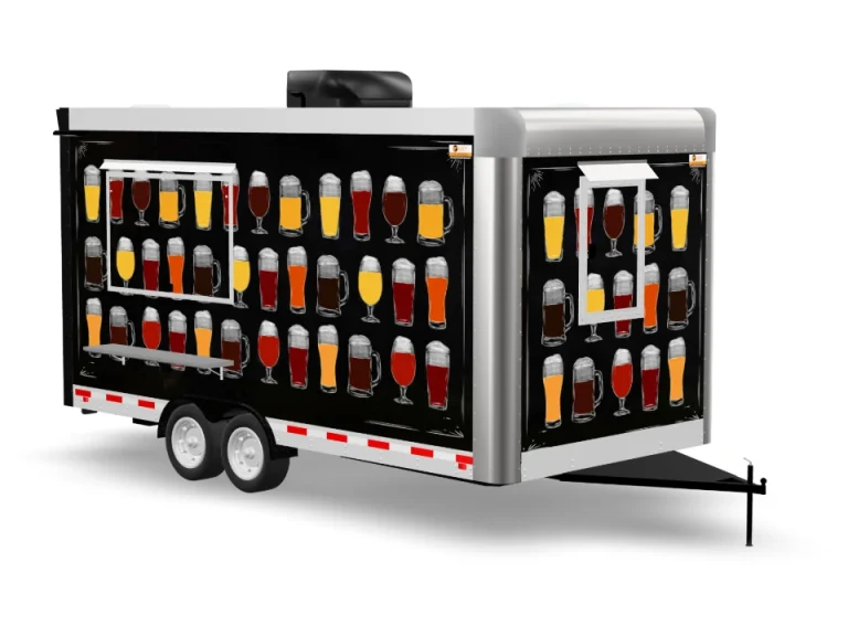 Craft Beer Food Trailer with custom wrap on white background