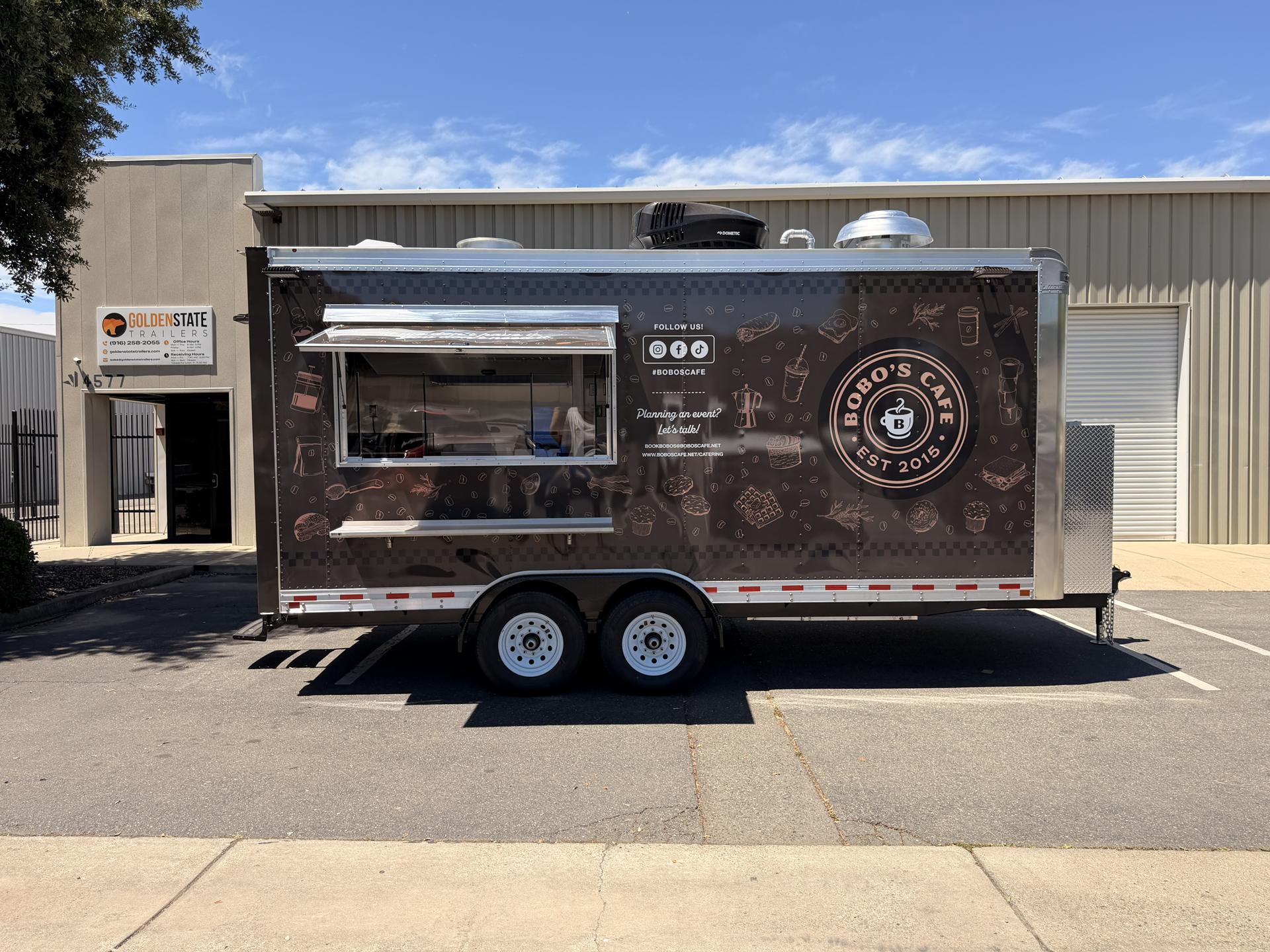 Custom coffee trailer for a mobile cafe business