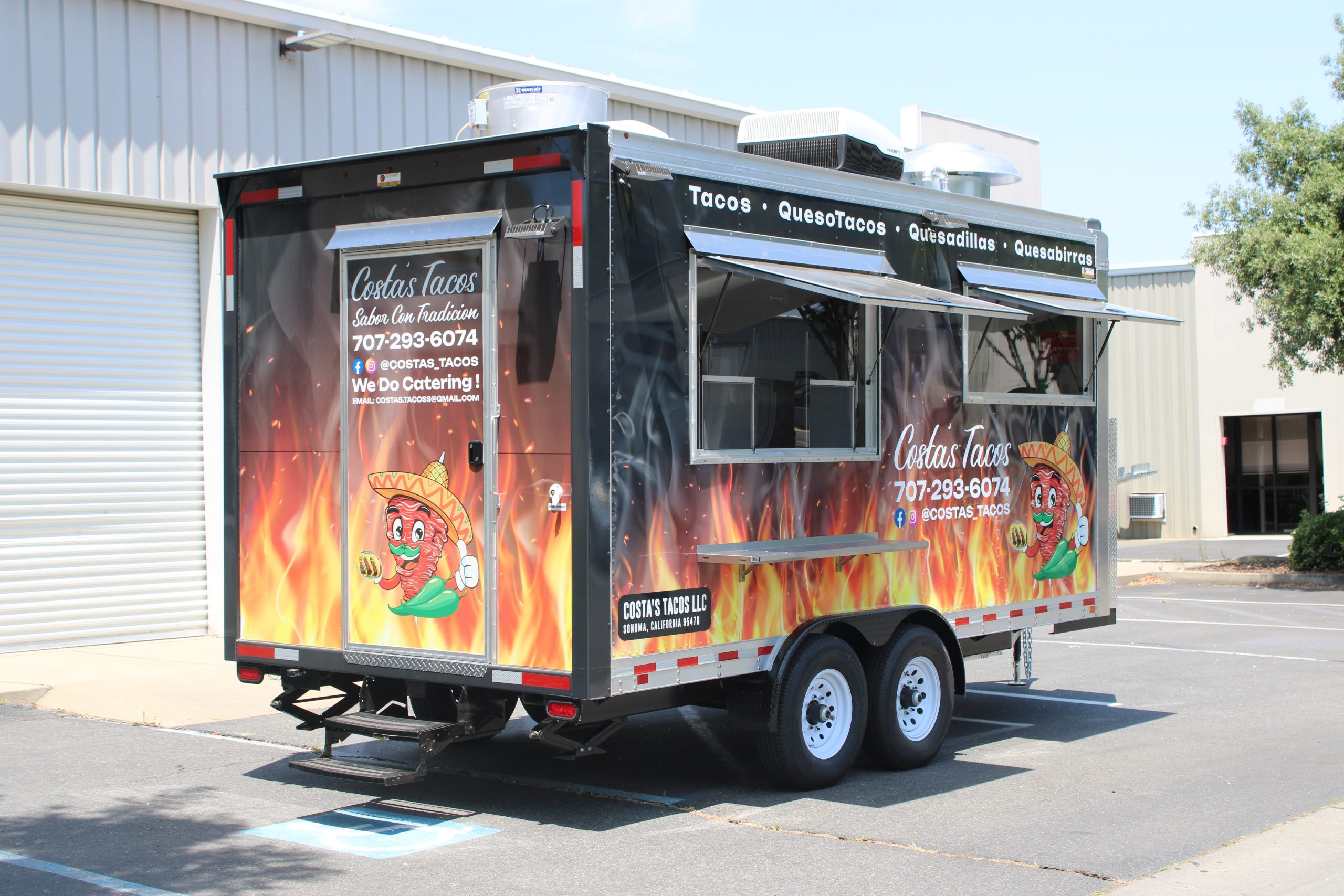 Custom taco food trailer for a mobile food business