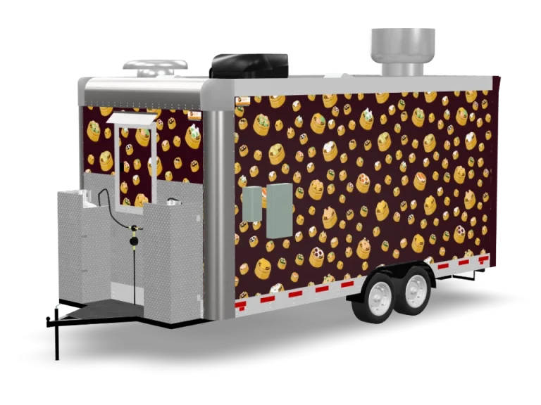 Dim Sum Food Trailer with custom wrap, rear view, Golden State Trailers