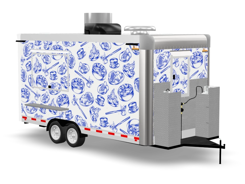 Dumpling Food Trailer with custom wrap, 16 ft, Golden State Trailers