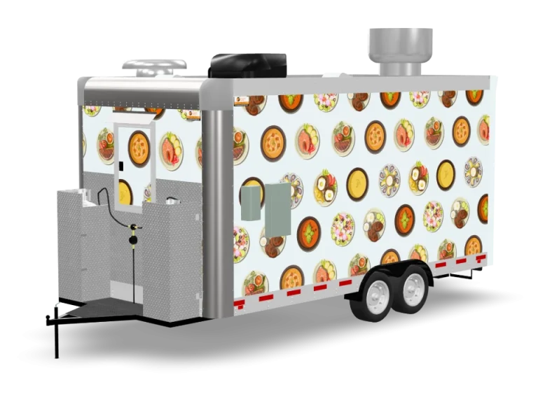 European Cuisine with custom wrap, rear view, Golden State Trailers