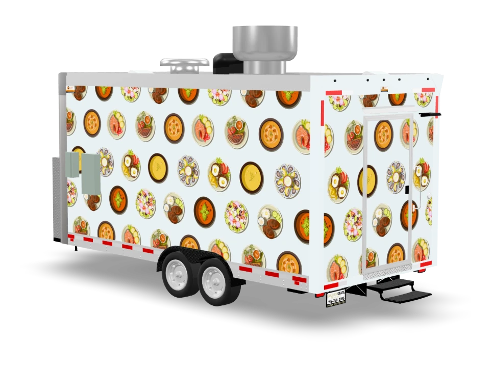 European Cuisine with custom wrap, front view, Golden State Trailers