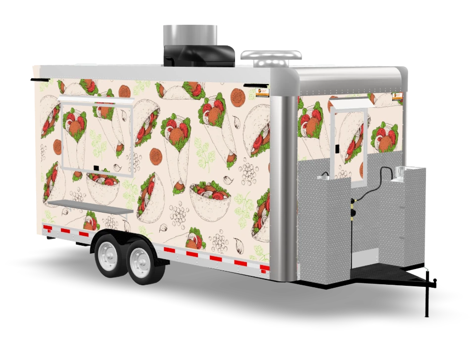 Falafel Food Trailer with custom wrap, 16 ft, Golden State Trailers