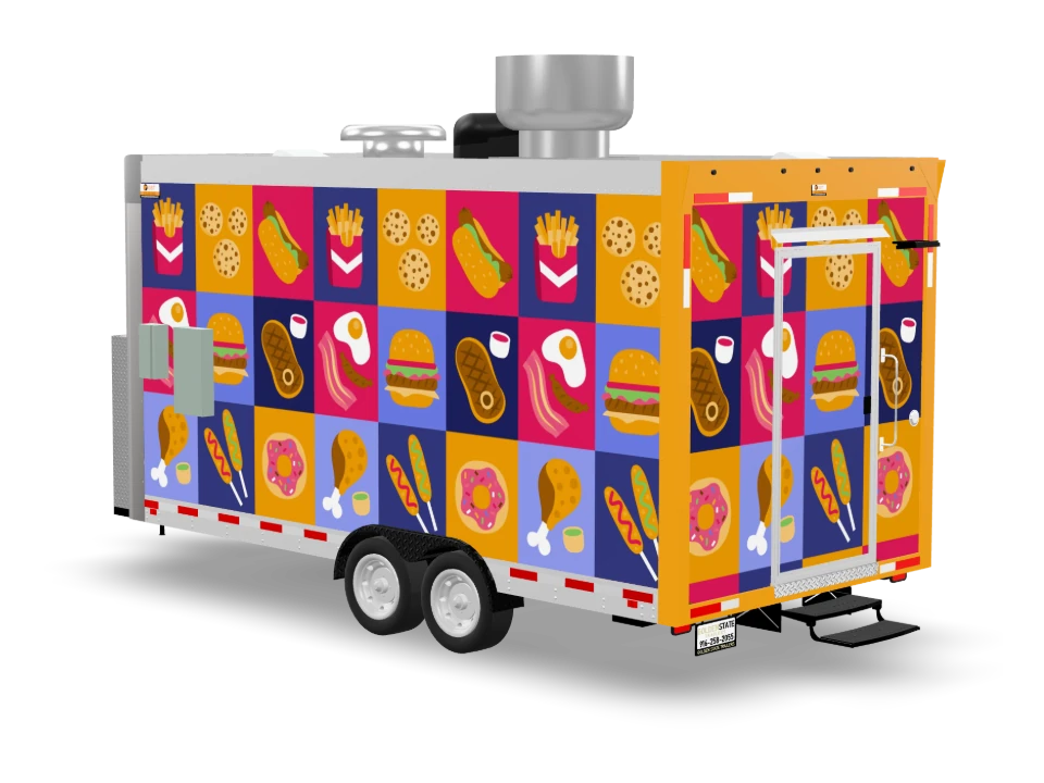 Fast Food American Classics with custom wrap, front view, Golden State Trailers
