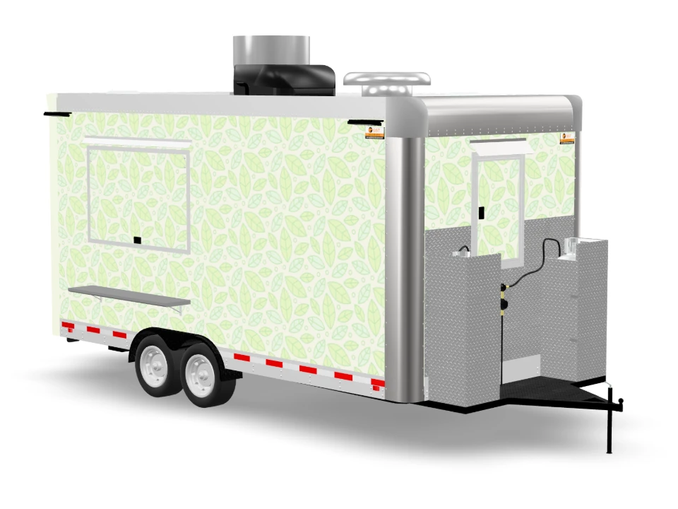 Gluten Free Food Trailer with custom wrap on white background