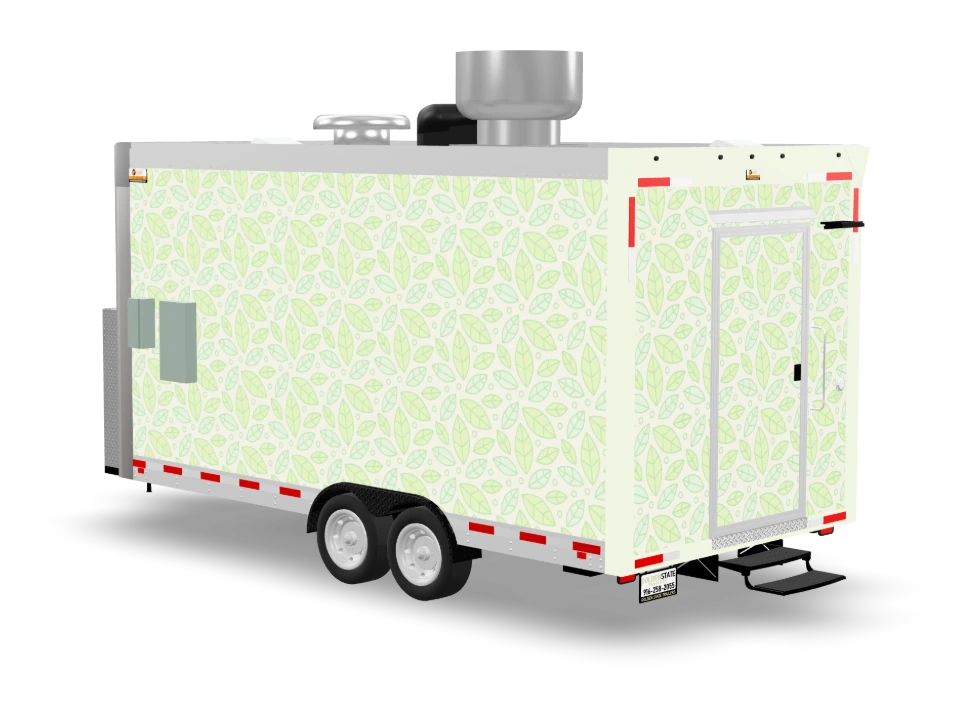 Gluten Free Food Trailer with custom wrap, front view, Golden State Trailers