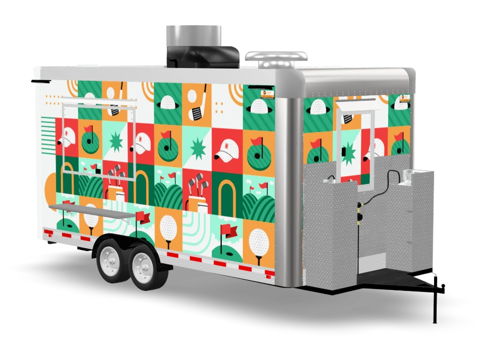 Golf Course Food Trailer with custom wrap, 16 ft, Golden State Trailers