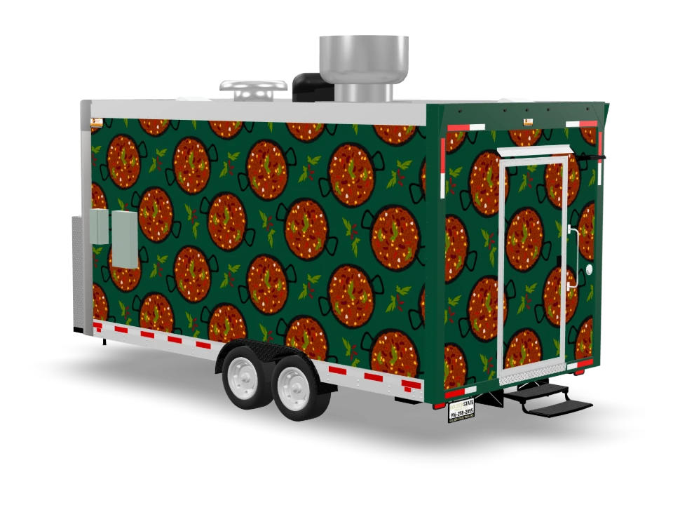 Goulash Food Trailer with custom wrap, front view, Golden State Trailers
