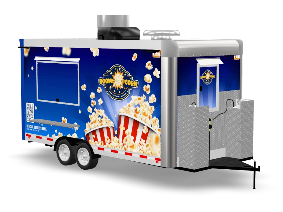 Gourmet Popcorn Food Trailer with custom wrap, 16 ft, Golden State Trailers