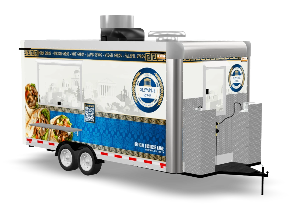 Gyro Food Trailer with custom wrap, 16 ft, Golden State Trailers