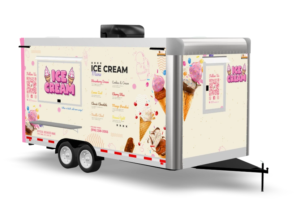 Ice Cream Food Trailer with custom wrap, 16 ft, Golden State Trailers