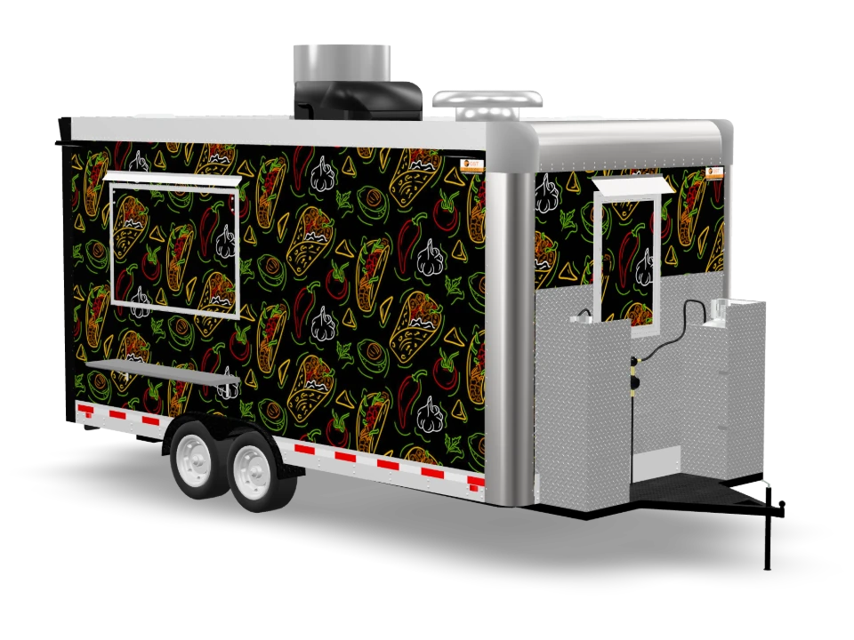 Kebab Food Trailer with custom wrap, 16 ft, Golden State Trailers