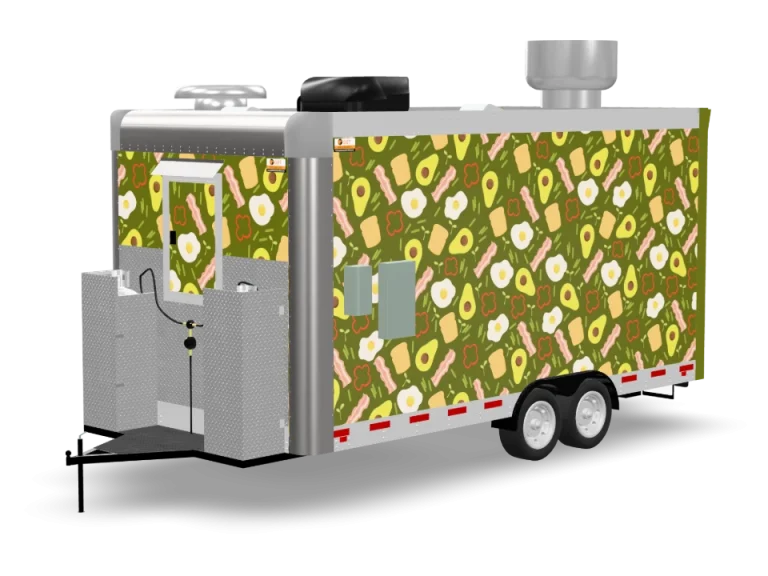 Keto Food Trailer with custom wrap, rear view, Golden State Trailers