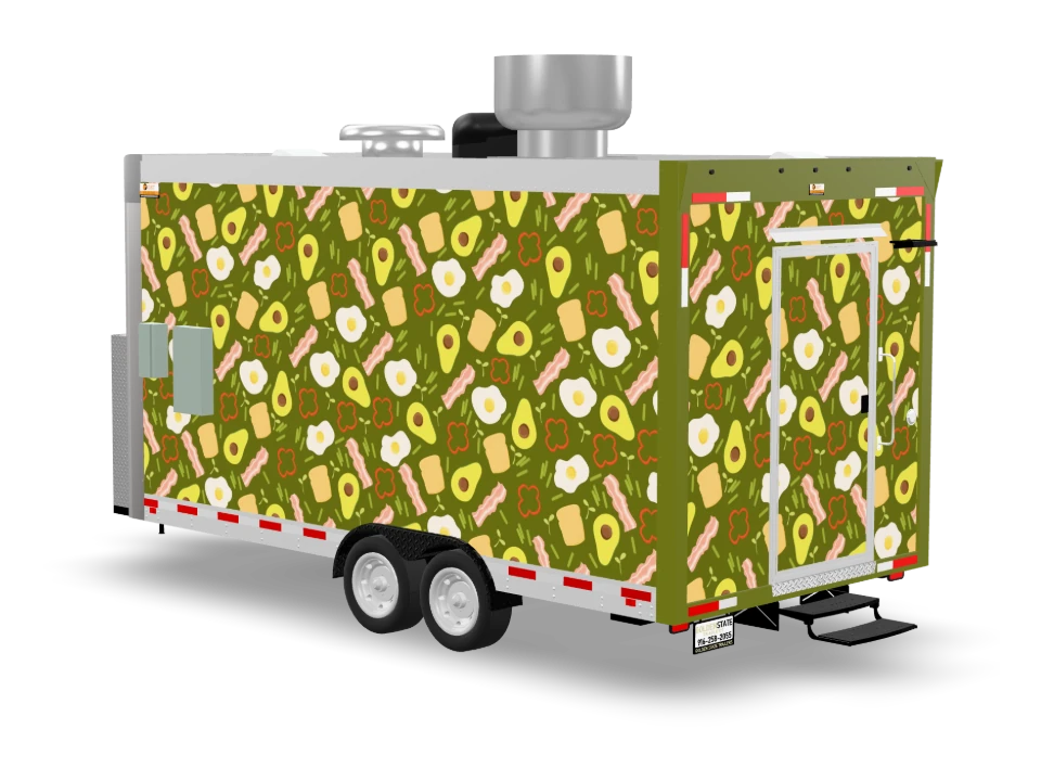 Keto Food Trailer with custom wrap, front view, Golden State Trailers