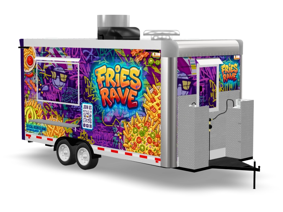 Loaded Fries Food Trailer with custom wrap, 16 ft, Golden State Trailers