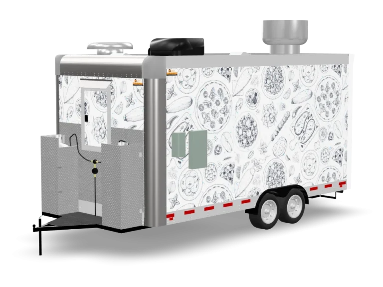 Mediterranean Middle Eastern with custom wrap, rear view, Golden State Trailers