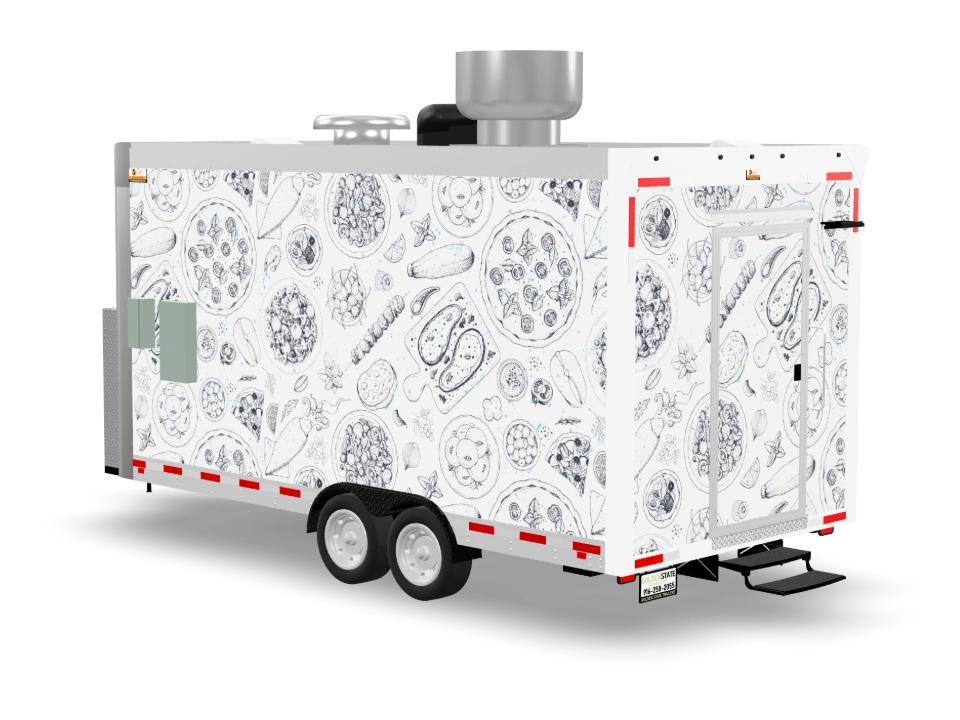 Mediterranean Middle Eastern with custom wrap, front view, Golden State Trailers