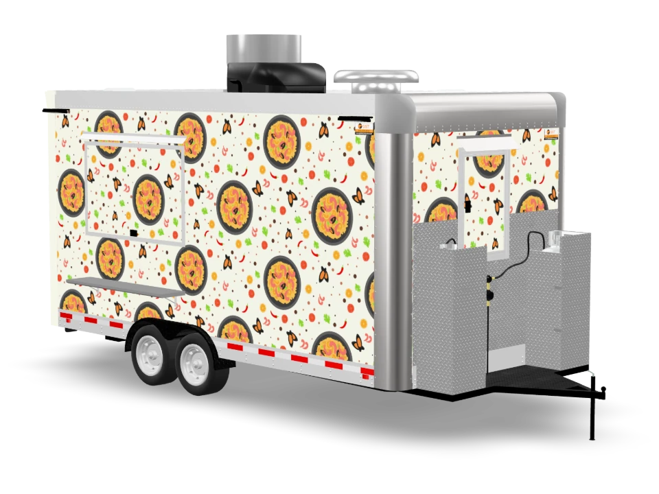 Paella Food Trailer with custom wrap, 16 ft, Golden State Trailers