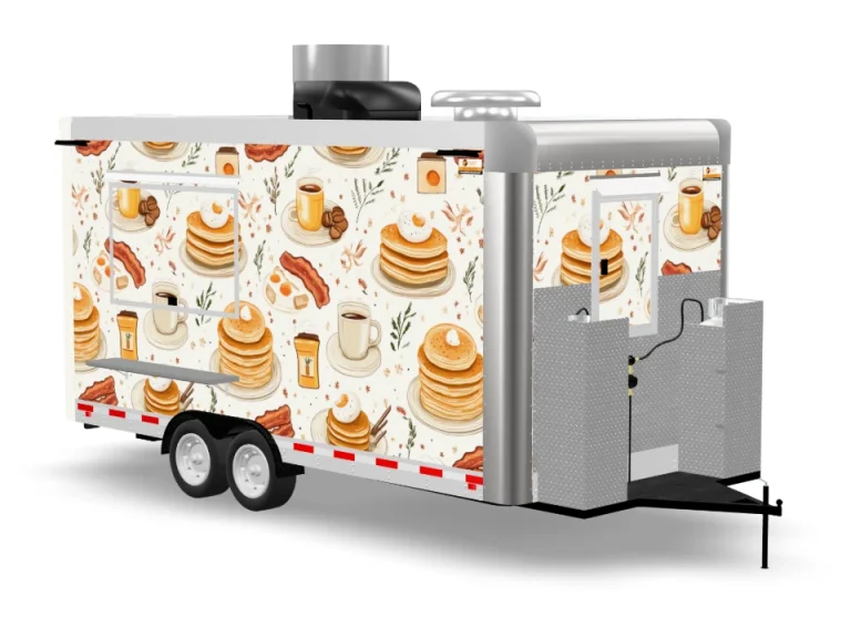Pancake Food Trailer with custom wrap on white background