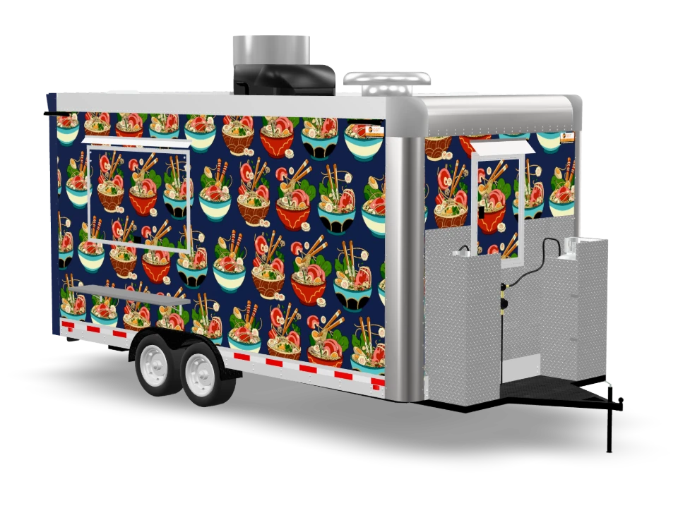 Pho Soup Food Trailer with custom wrap, 16 ft, Golden State Trailers