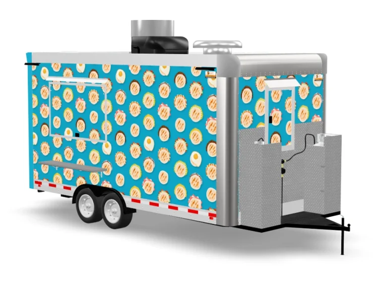 Pupusa Food Trailer with custom wrap on white background