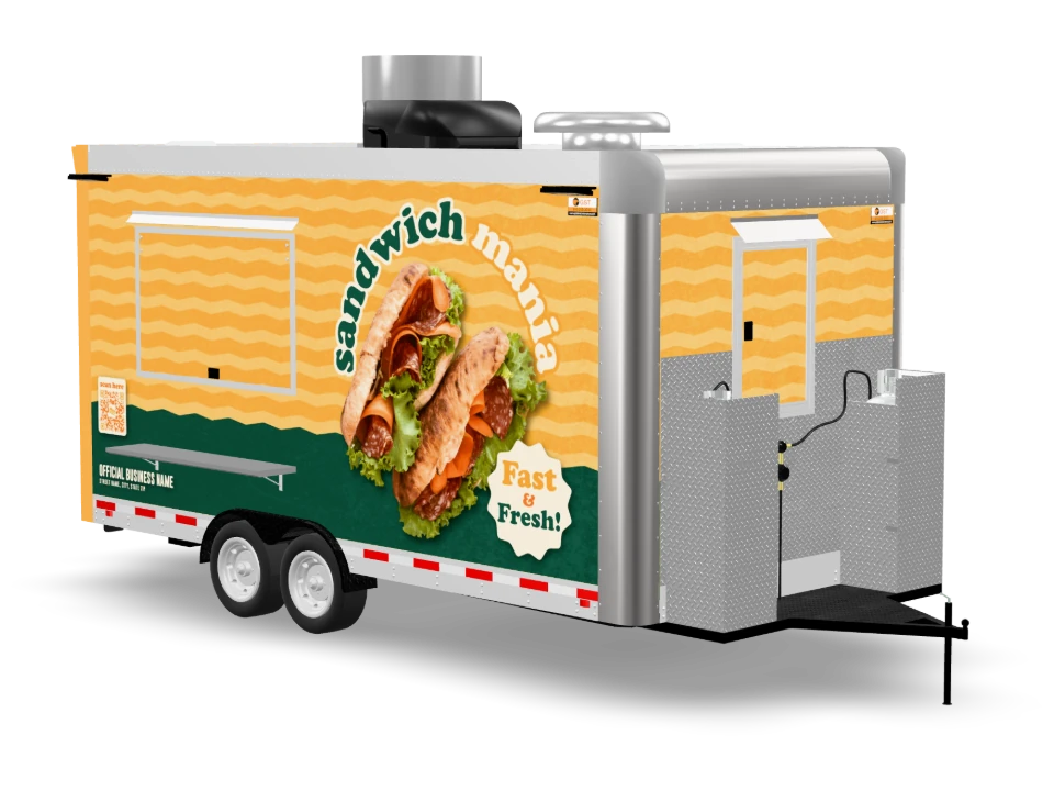 Sandwich Food Trailer with custom wrap, 16 ft, Golden State Trailers